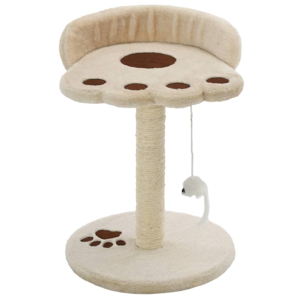 Arbre à chat avec griffoir en sisal 40 cm beige et marron