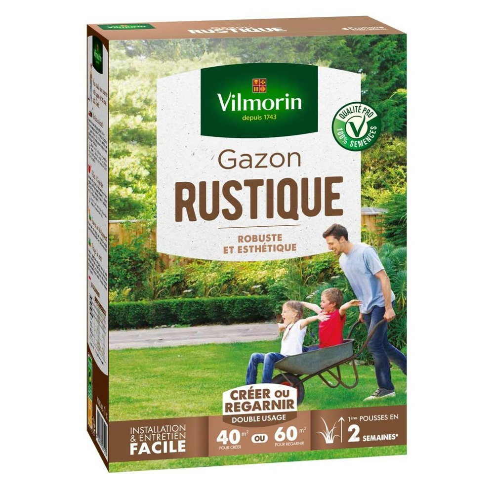 Gazon rustique 1kg vilmorin : ultra-résistant, dense et croissance rapide (4n)