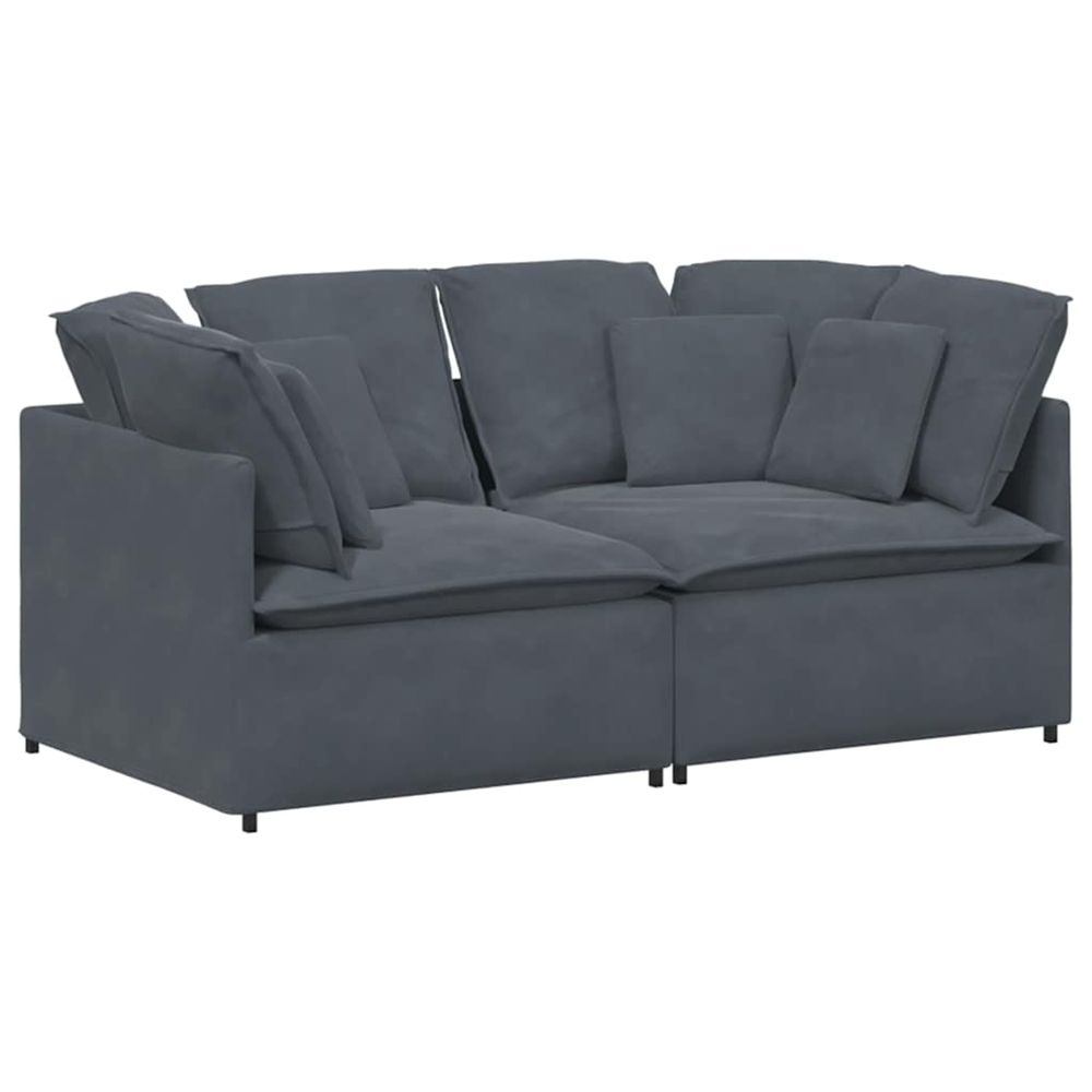 Canapé modulaire avec coussins en velours gris foncé