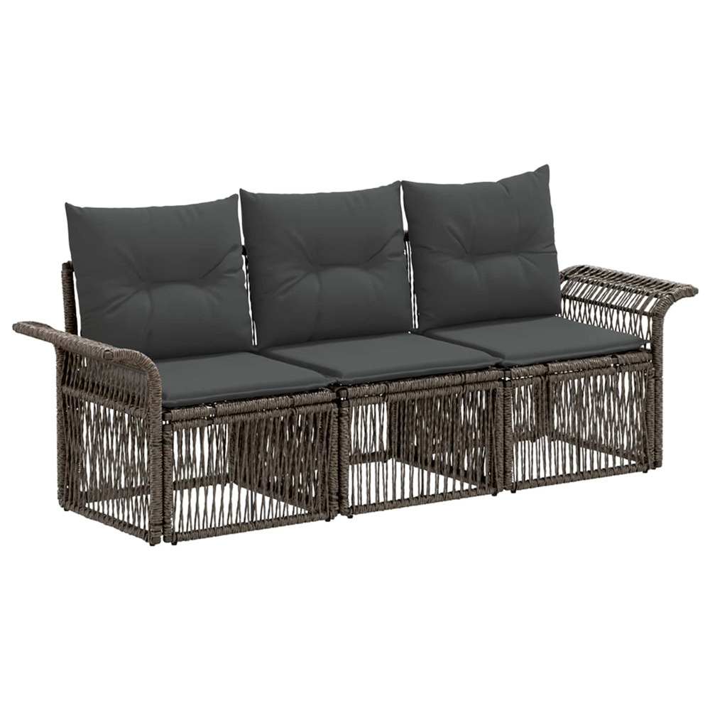 Ensemble de canapé de jardin 3 pcs gris polyrotin