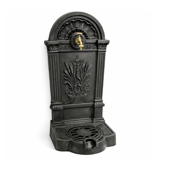 Fontaine de jardin extérieur fonte aluminium noire roseaux 84cm