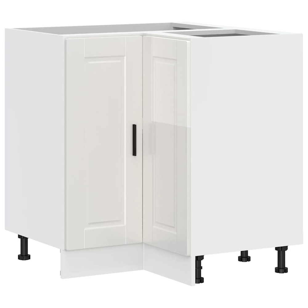 Armoire d'angle de cuisine porto blanc brillant bois ingénierie