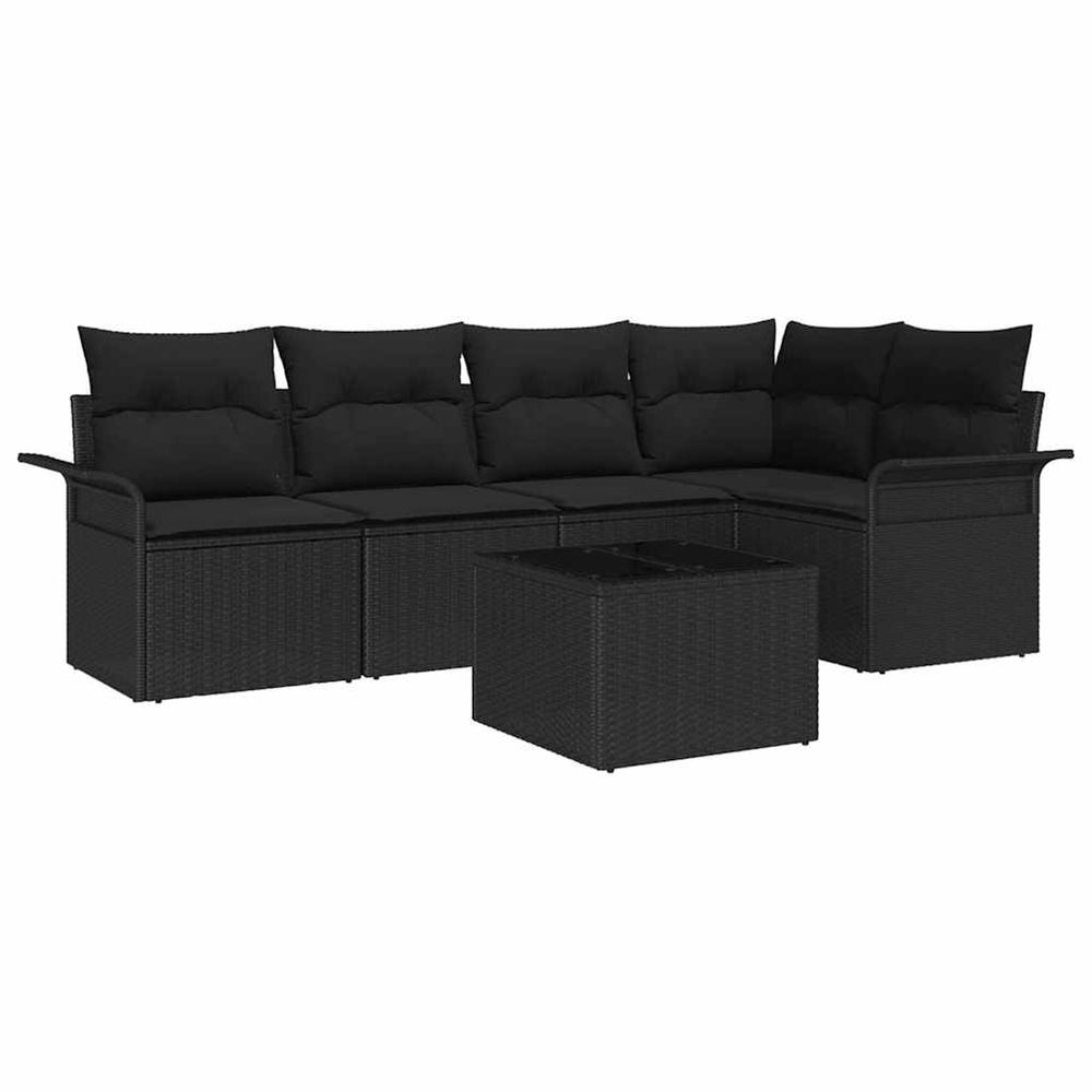 Ensemble de canapé de jardin 6 pc noir polyrotin