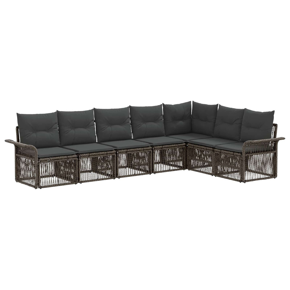 Ensemble de canapé de jardin 7 pcs gris polyrotin