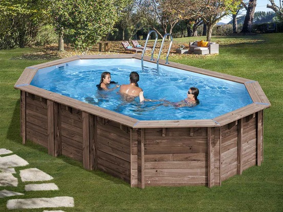 Piscine bois macadamia 6,32 x 3,35 x 1,30 m