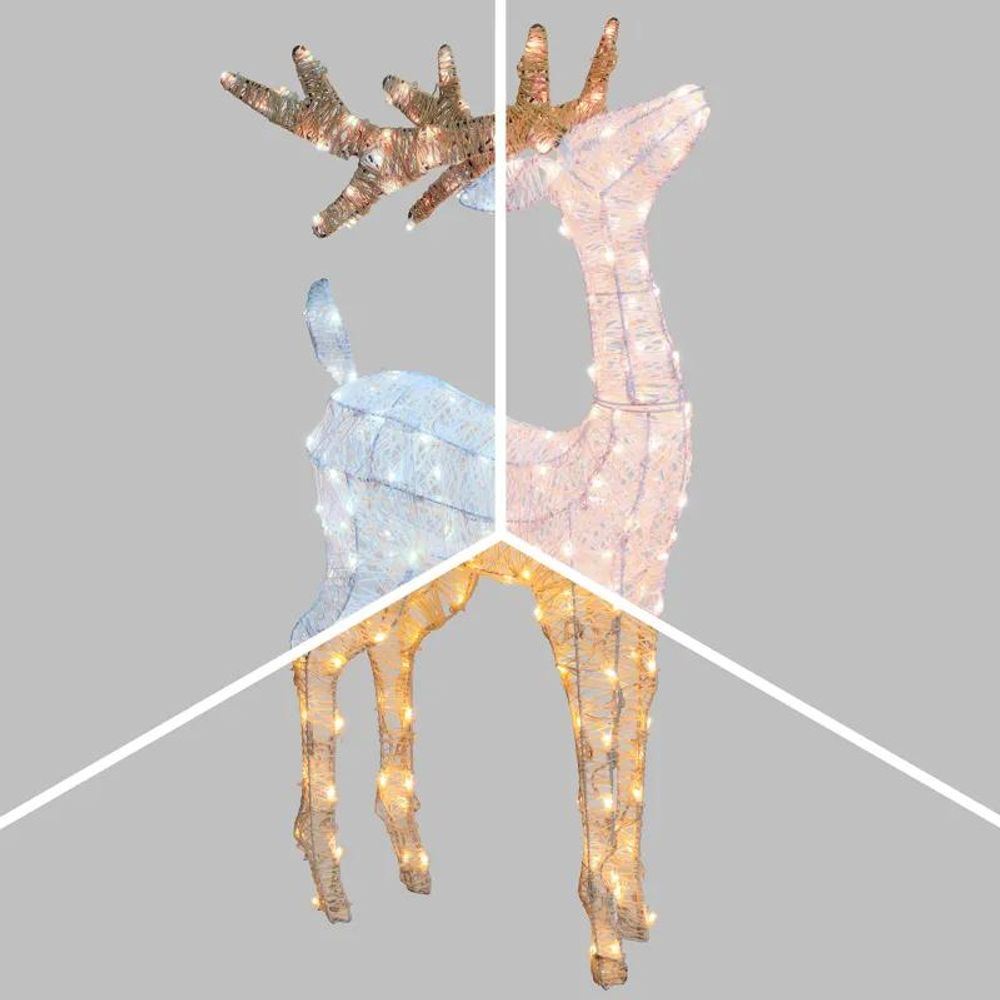 Renne 3d lumineux 95 cm 200 led dual blanc chaud & blanc froid fixe décoration noël lotti