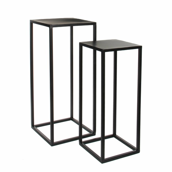 Mica decorations goa lot de 2 table d'appoints - h70 cm - noir