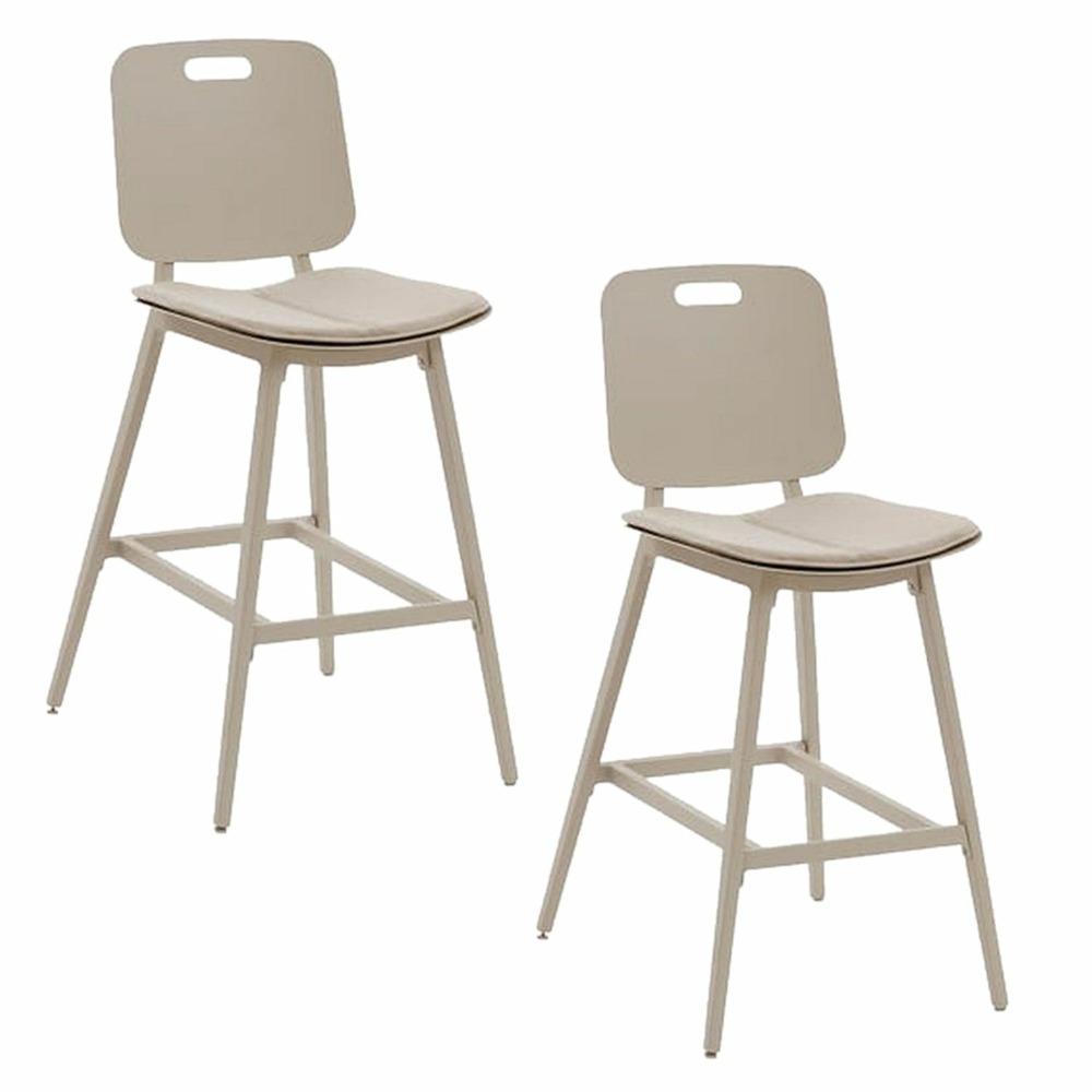 Lot de 2 chaises hautes de jardin en aluminium terzano - beige et argile