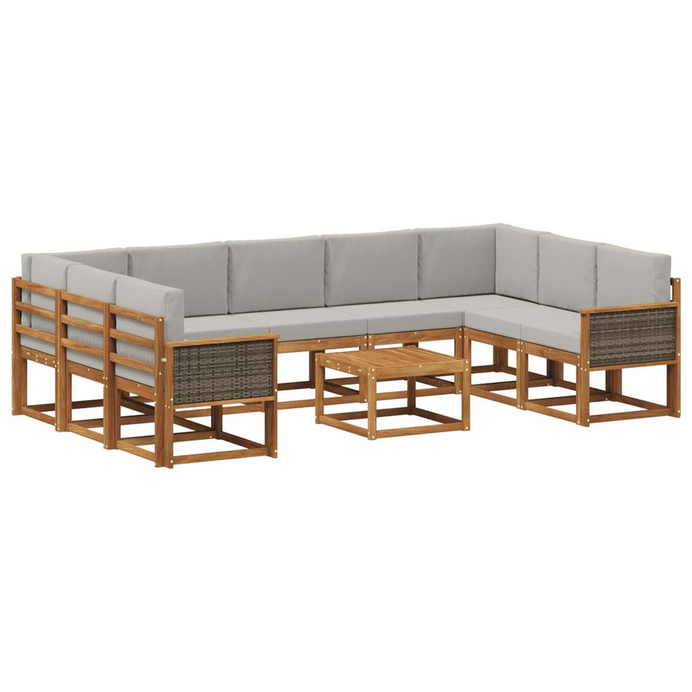Ensemble de canapés d'extérieur 10 pc naturel et gris clair