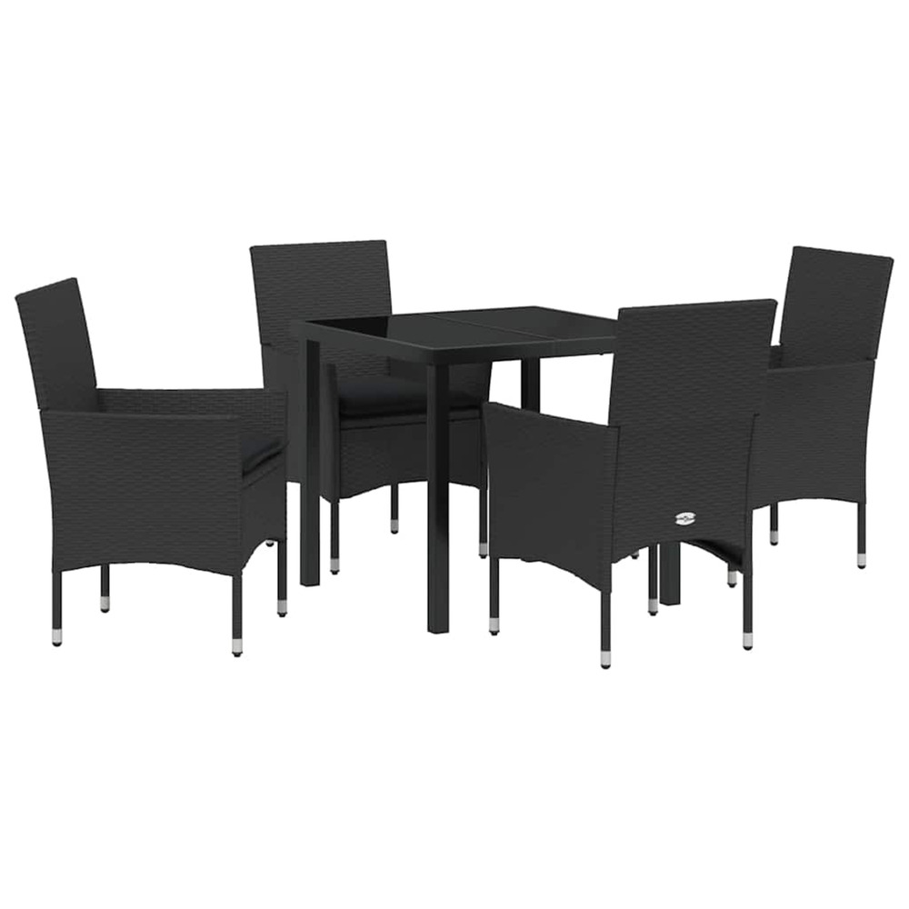 Ensemble de salle à manger pour jardin 5 pcs noir polyrotin