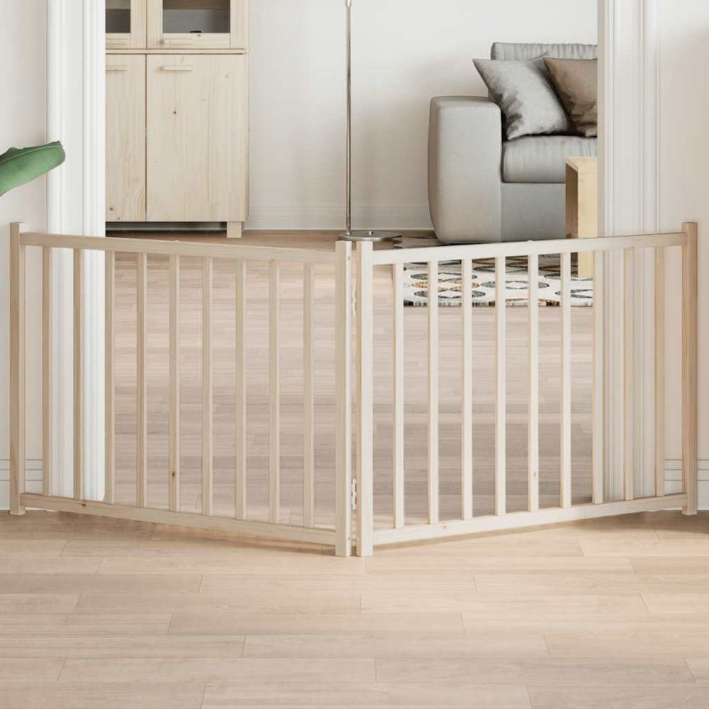 Barrière sécurité chien pliable en bois de sapin 2 panneaux 160cm