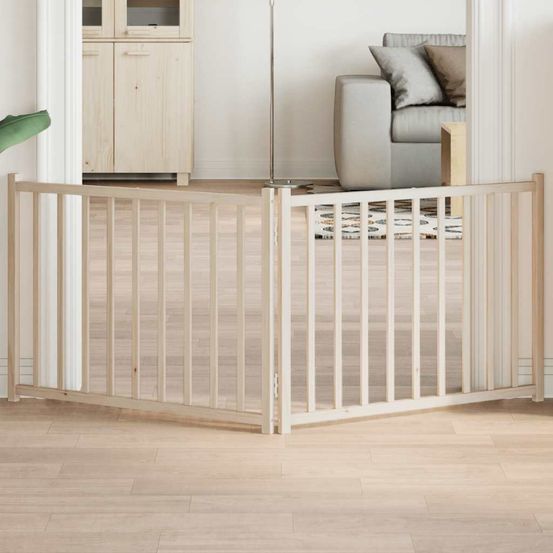 Barrière sécurité chien pliable en bois de sapin 2 panneaux 160cm