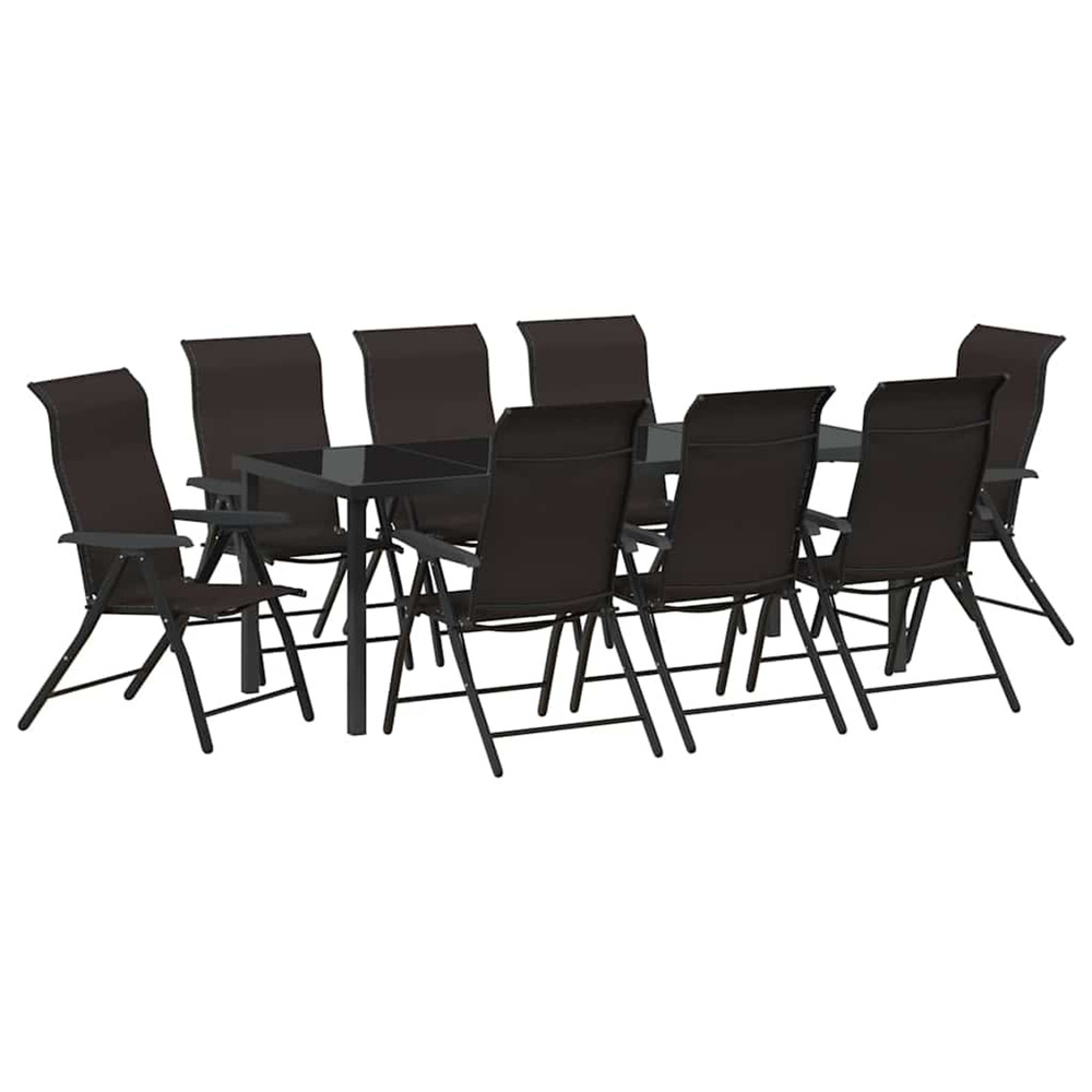 Ensemble de salle à manger pour jardin 9 pcs noir café