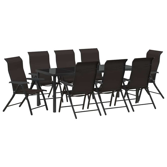 Ensemble de salle à manger pour jardin 9 pcs noir café