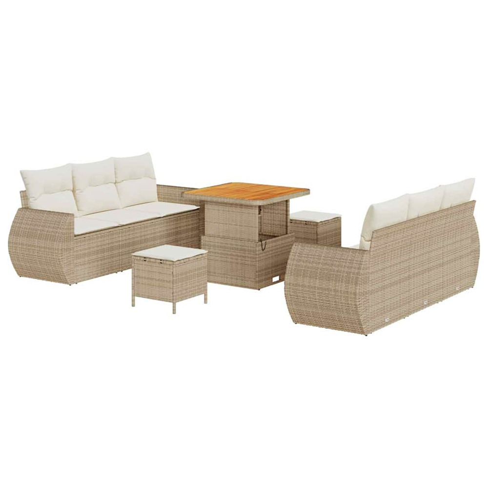Ensemble de canapé de jardin 9 pcs beige et crème polyrotin