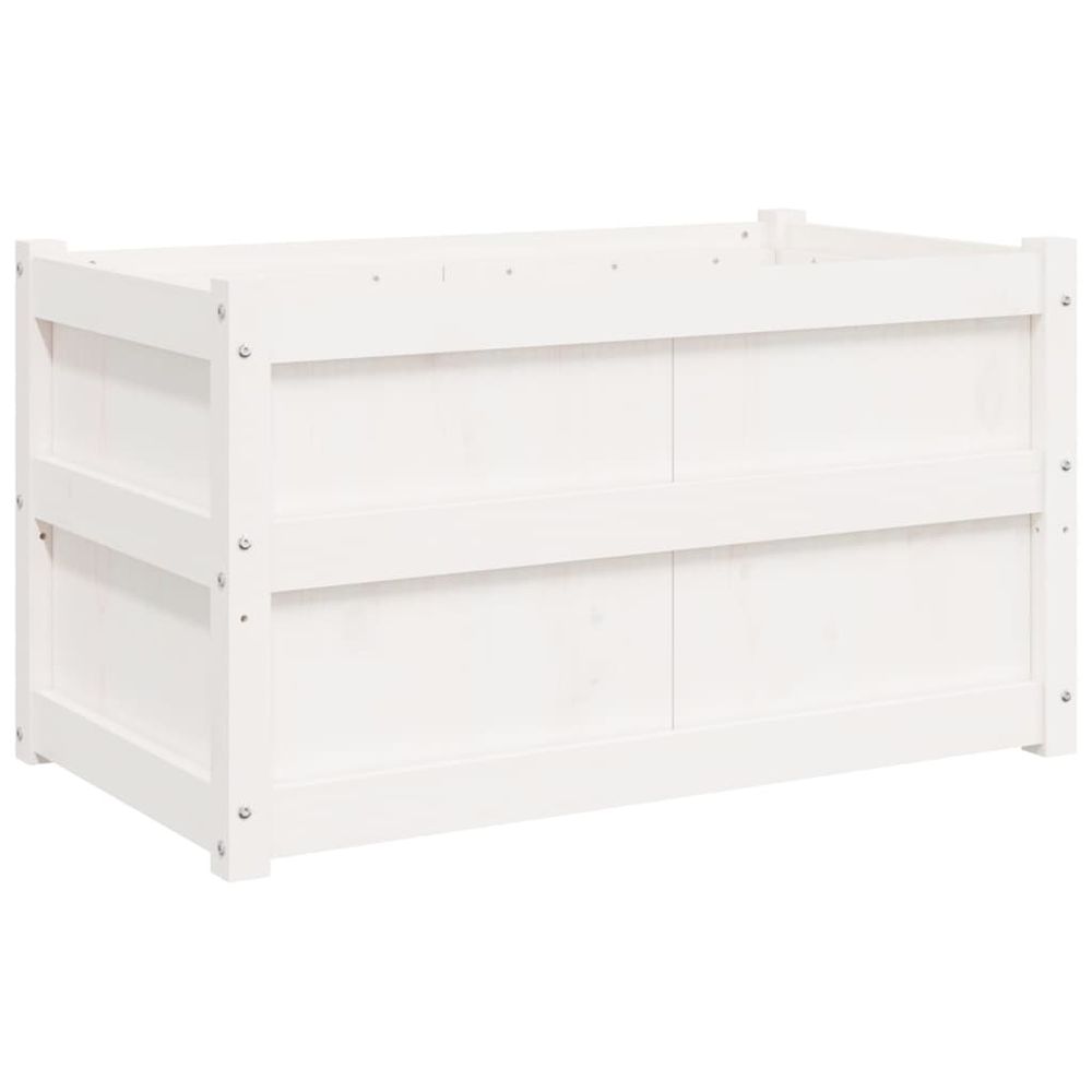 Jardinière blanc 90x50x50 cm bois de pin massif