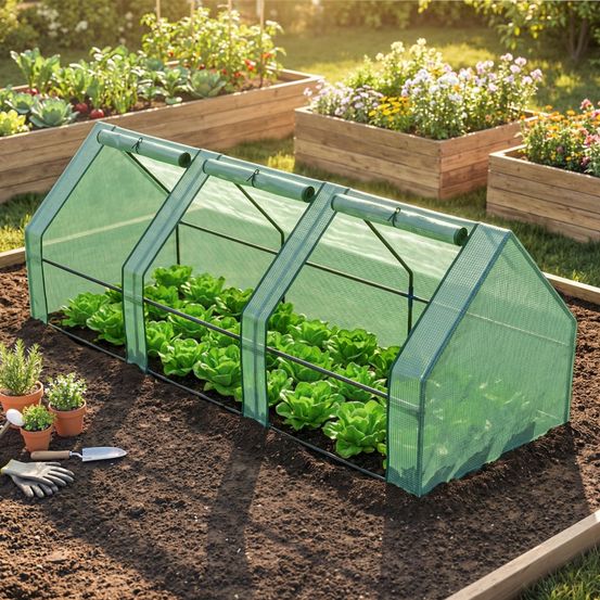 Serre tunnel de jardin acier et pe 270 x 90 x 90 cm vert foncé plantes et fleurs protection - comfortxl outdoor living