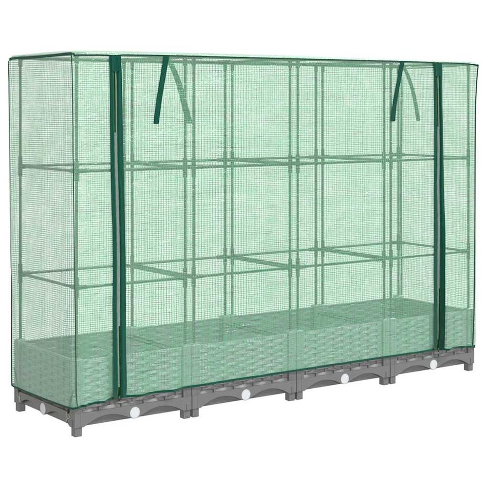 Jardinière d'extérieur surélevée avec housse aspect rotin 160x40x123 cm