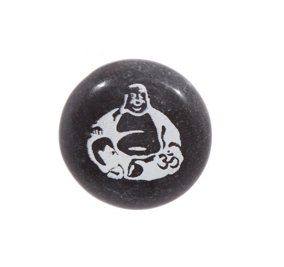 Pierre bouddha rieur noir par jack evans