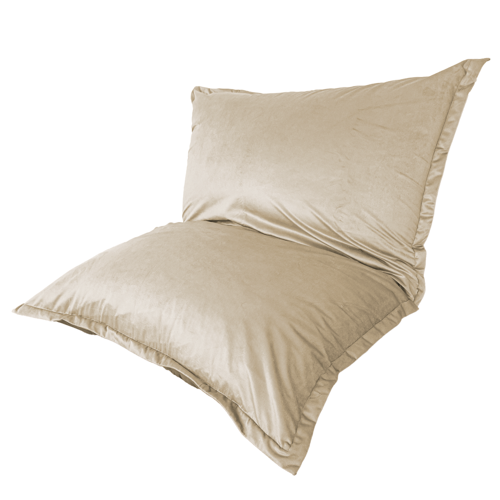 Pouf intérieur xxl housse en velours crême 190x155cm