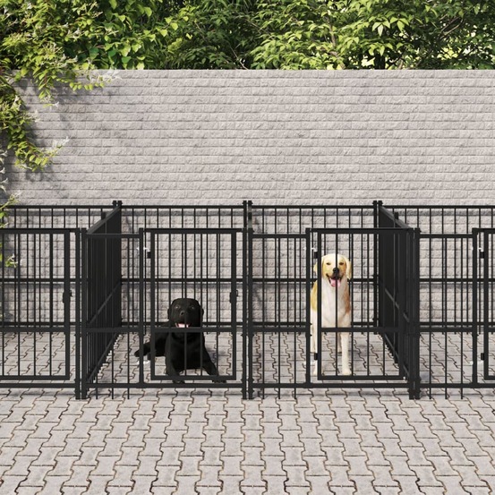 Chenil d'extérieur pour chiens acier 13,14 m²