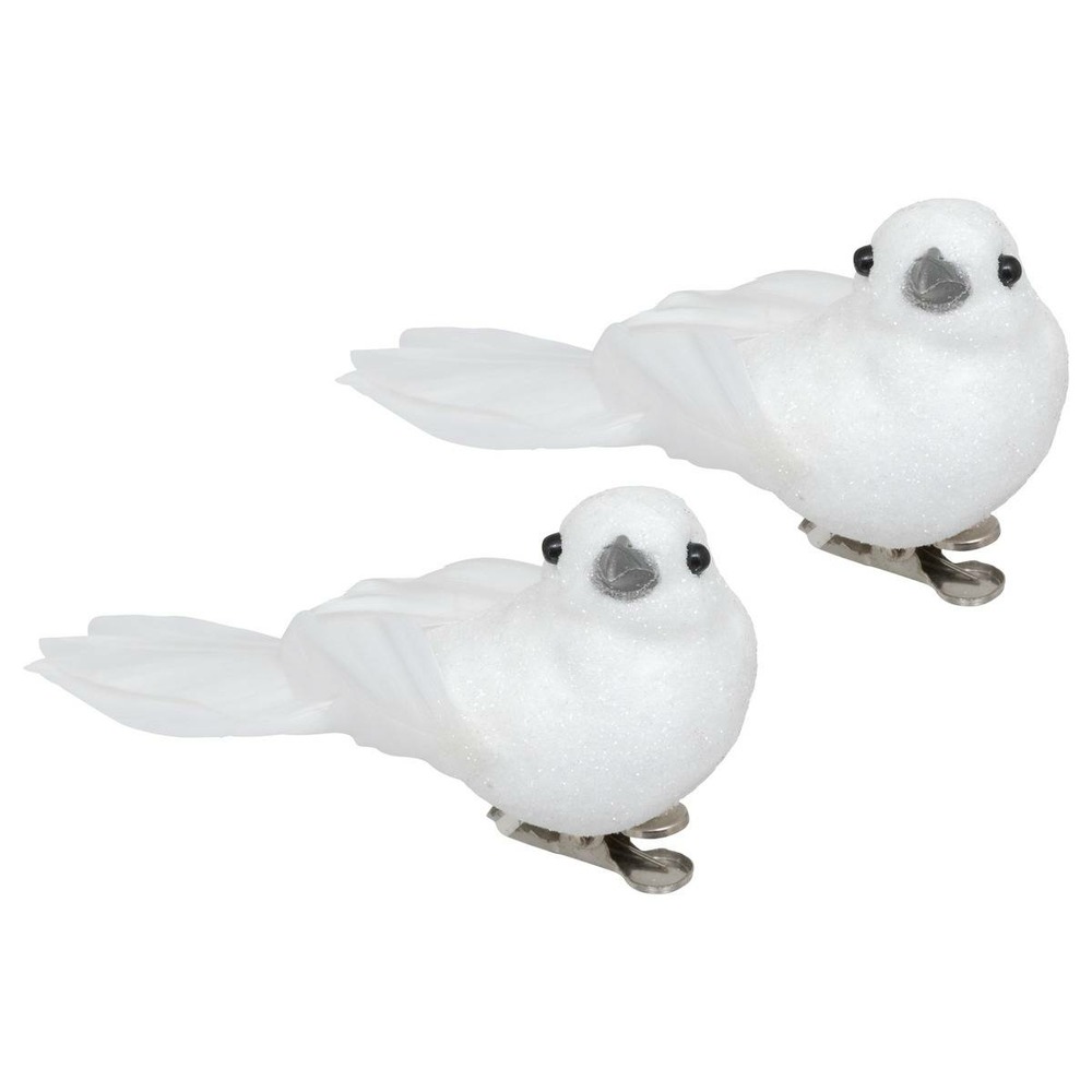 Sdn plf oiseaux x2 blanc 10cm