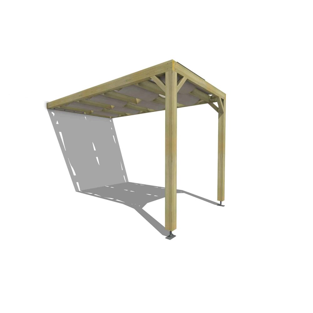 Pergola bois • 2m x 4m • adossée • sens largeur • voilage semi-transparent inclus • livraison comprise