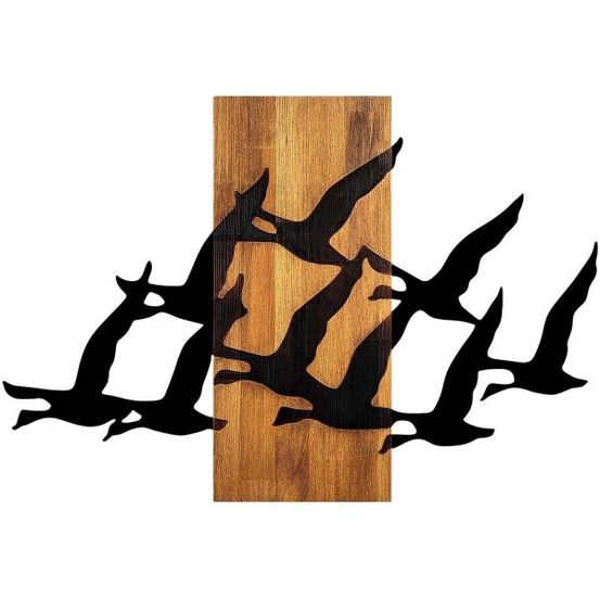 Décoration murale bois et métal animal oiseaux migrateurs