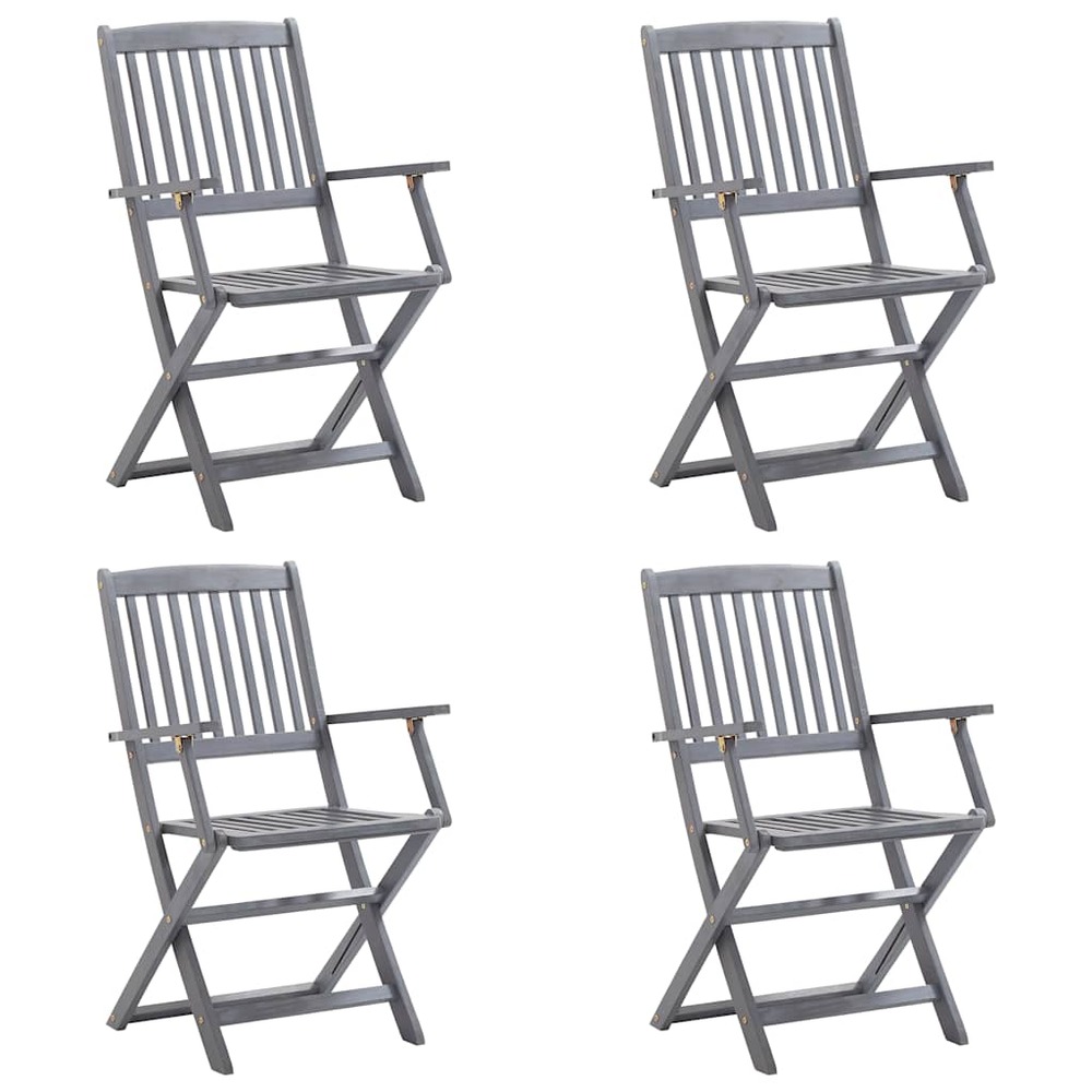 Chaises pliables d'extérieur lot de 4 et coussins bois d'acacia
