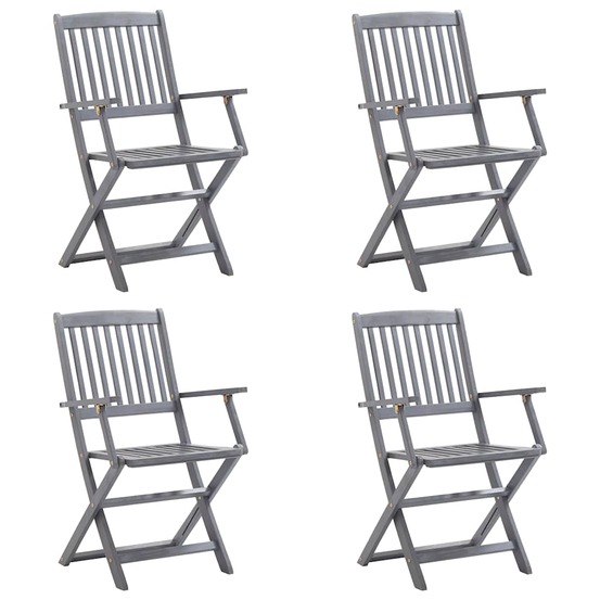 Chaises pliables d'extérieur lot de 4 et coussins bois d'acacia