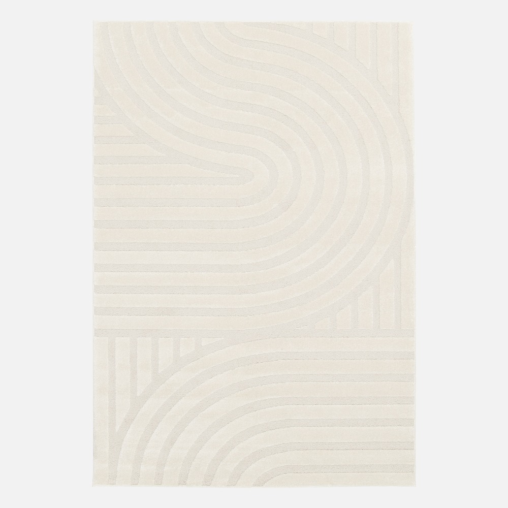 Tapis intérieur motifs arches, poils ras, crème