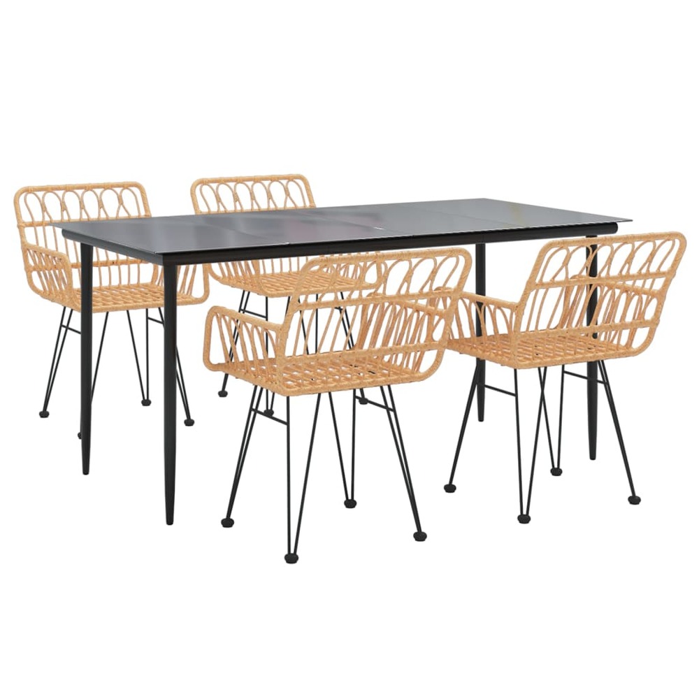 Ensemble à dîner salon de jardin meuble d'extérieur 5 pièces résine tressée