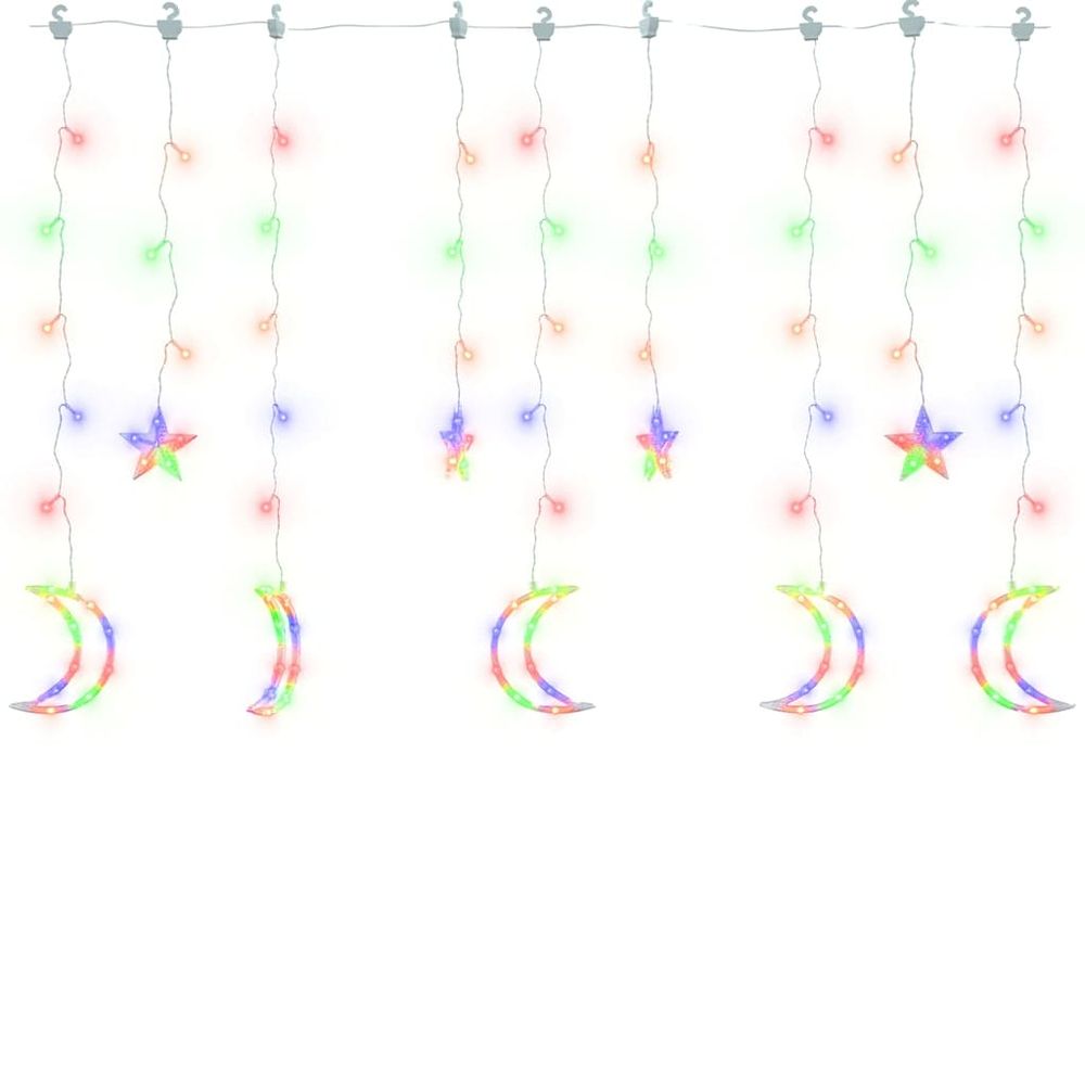 Guirlande lumineuse étoile et lune avec télécommande 138 led