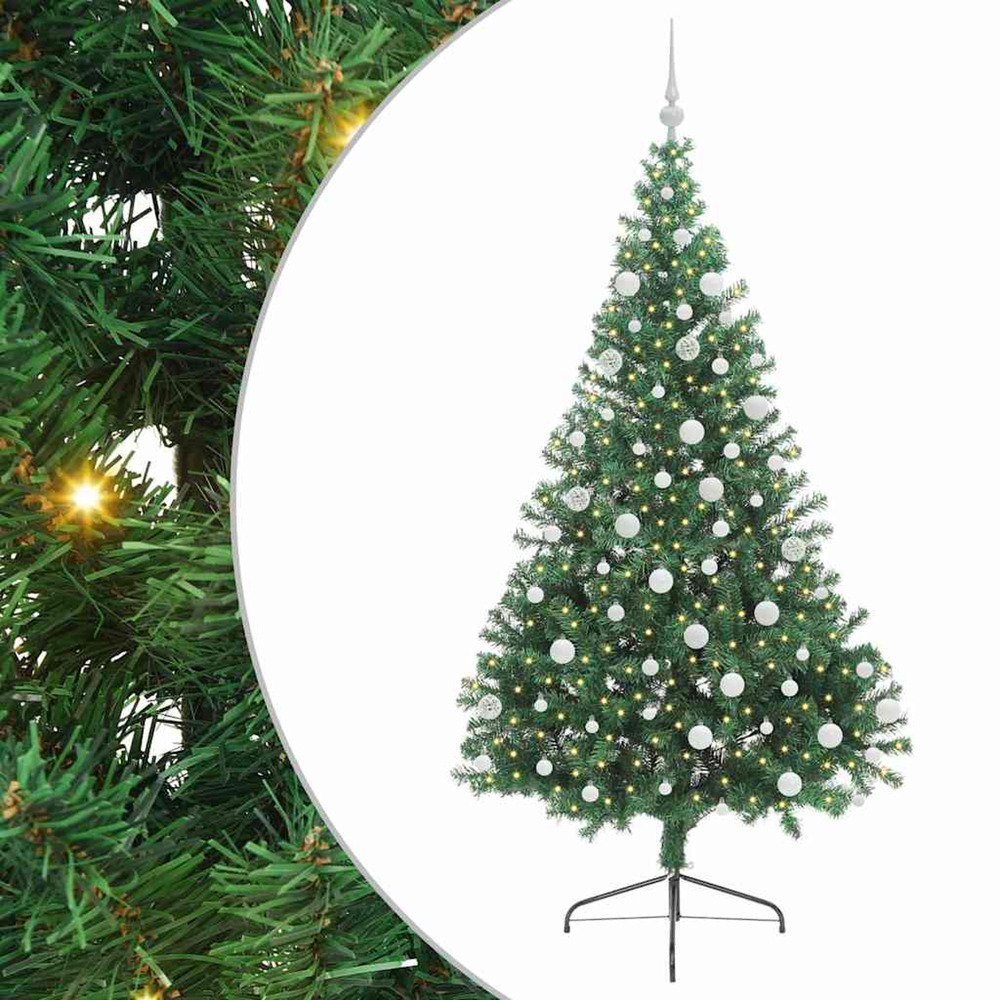 Sapin de noël artificiel pré-éclairé vert 180 cm pvc