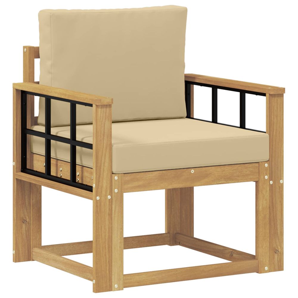 Canapé d’extérieur polyester blanc et beige