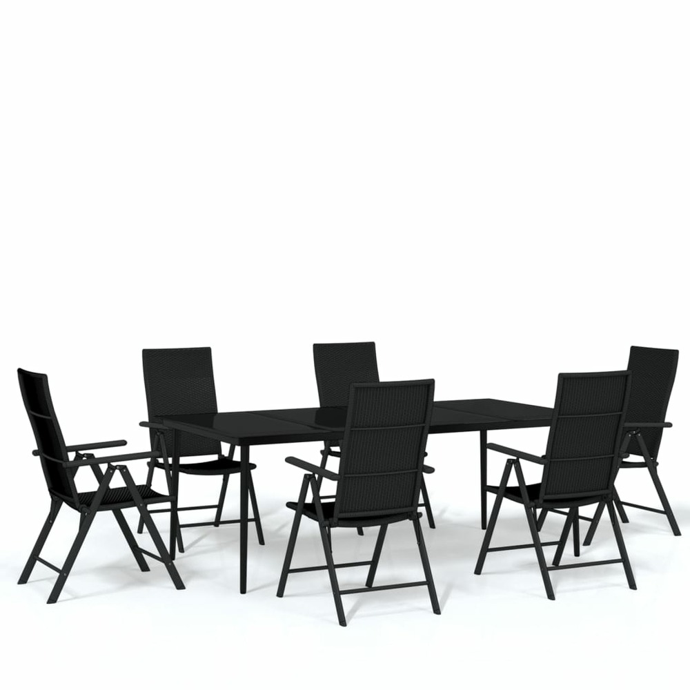 Ensemble de salle à manger de jardin meuble extérieur 7 pièces noir