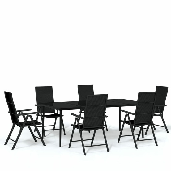 Ensemble de salle à manger de jardin meuble extérieur 7 pièces noir