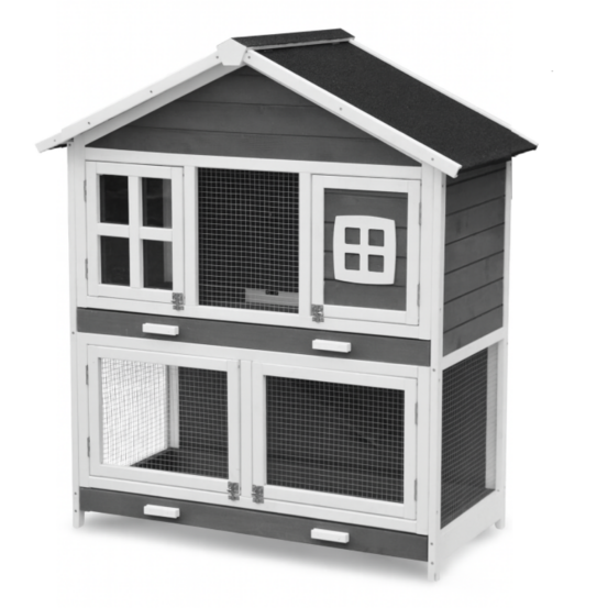 Cage clapier enclos pour lapins extérieur et intérieur en bois 115 x 60 x 118 cm. Modele oscar