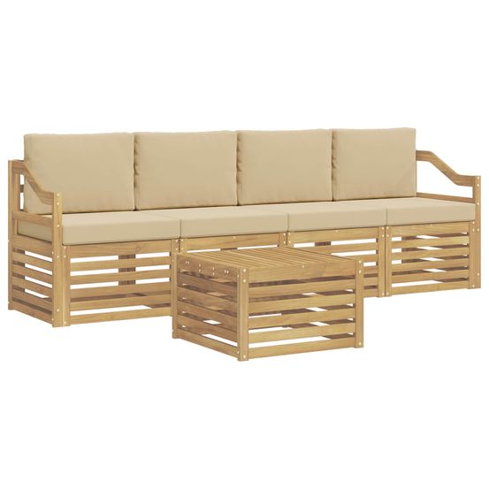 Ensemble de canapés d'extérieur 5 pc blanc et beige polyester