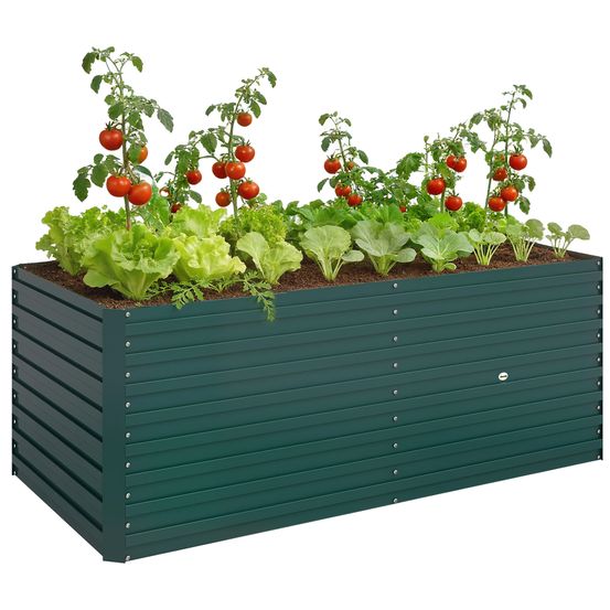 Carré potager surélevé acier galvanisé extérieur croissance profonde 160x80x60 vert
