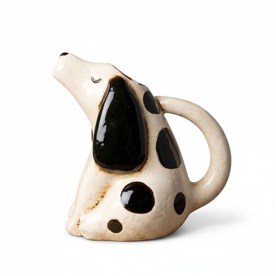 Pichet chien tacheté blanc noir grès 20x14x21cm