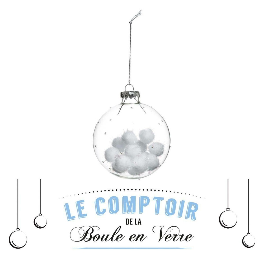 Boule intérieur boules coton 8cm verre