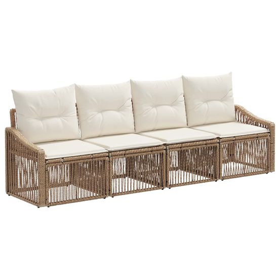 Ensemble de canapé de jardin 4 pc beige polyrotin