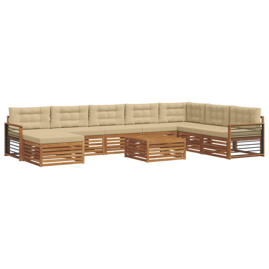 Ensemble de canapés d'extérieur 9 pcs naturel et beige