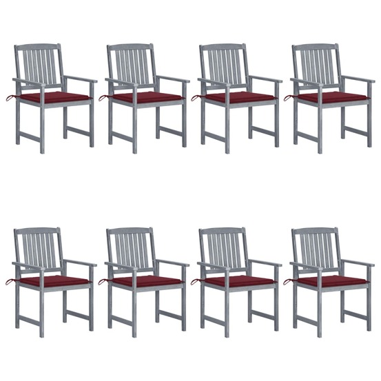 Chaises de jardin et coussins lot de 8 bois acacia solide gris