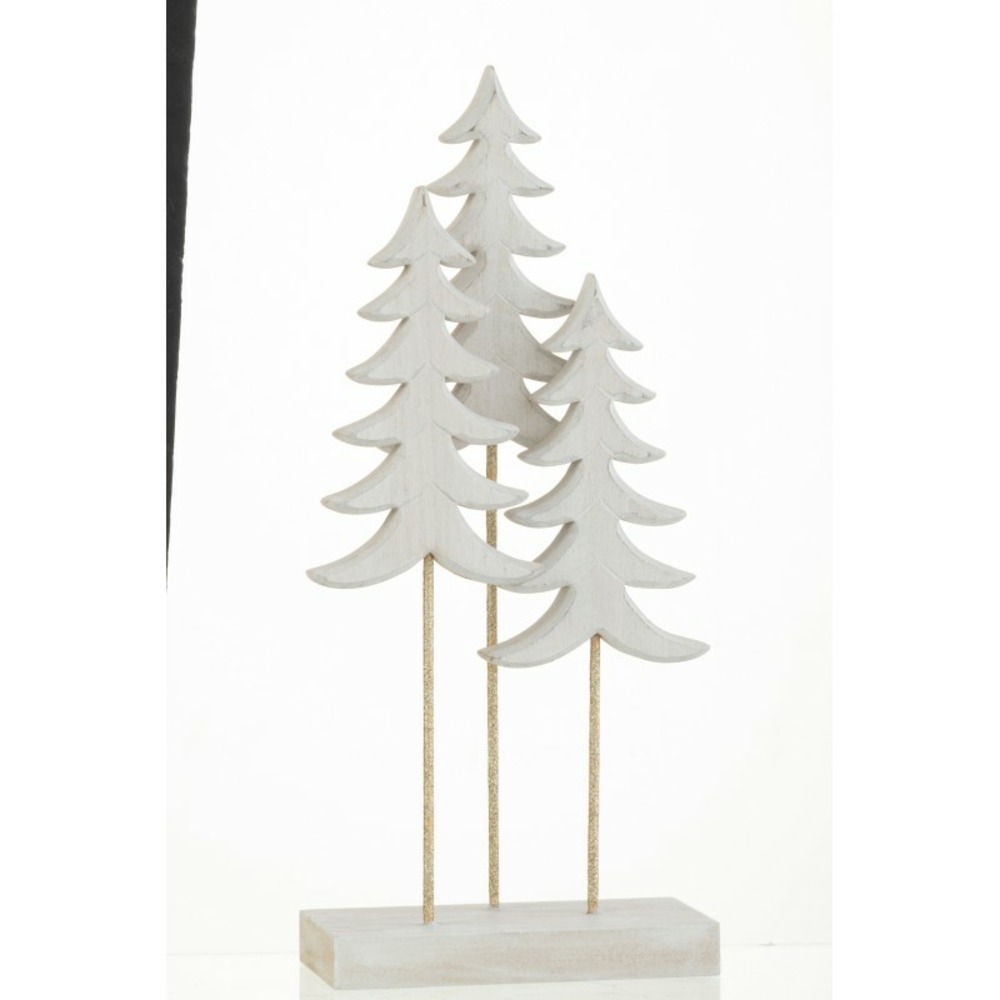 Sapins sur socle en bois blanc 36x16x7 cm h7