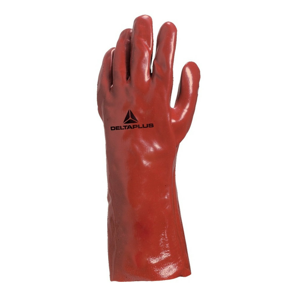 Gant de travail pvc73 en coton enduit pvc rouge 27cm t10 delta plus pvc732710