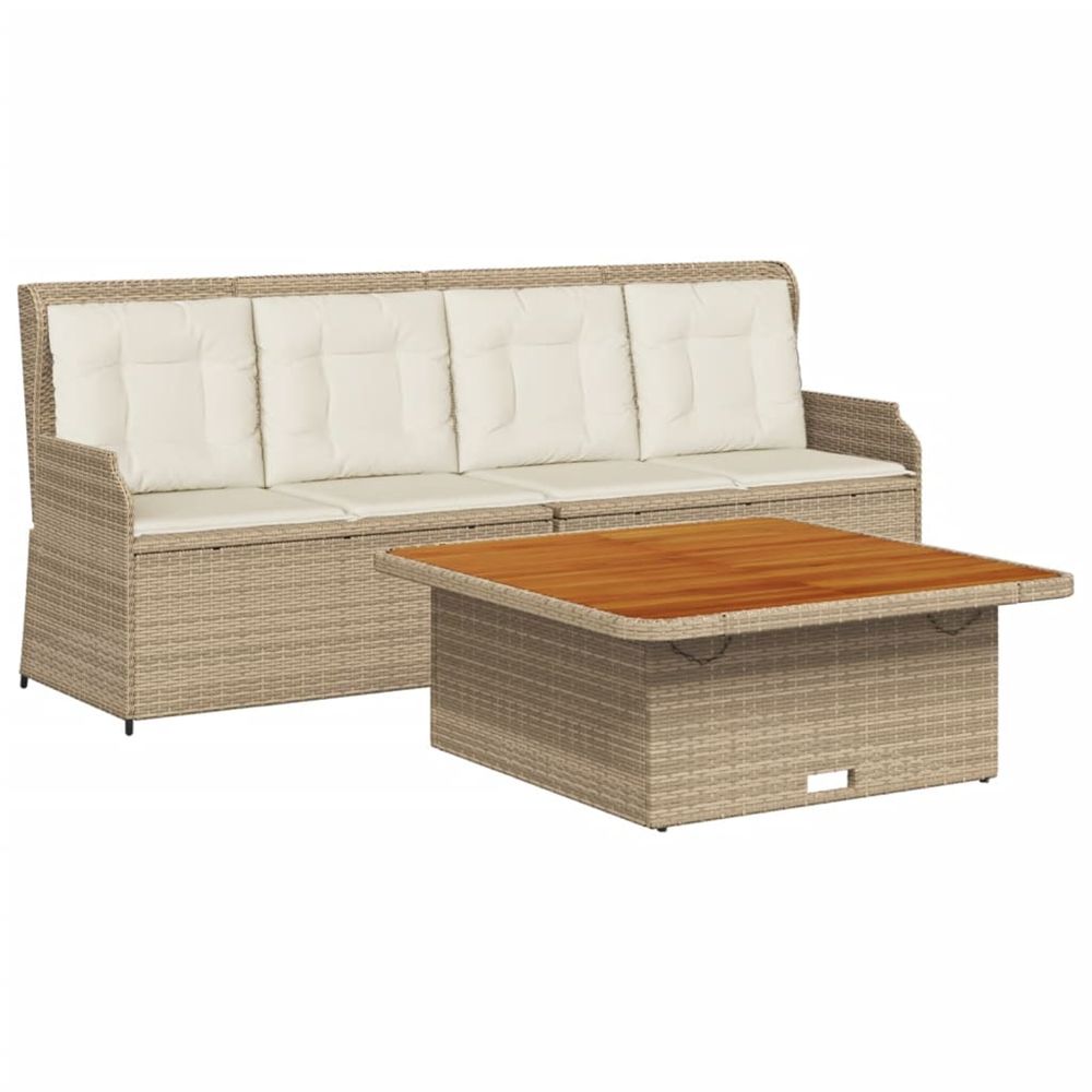 Salon de jardin avec coussins 3 pcs beige résine tressée