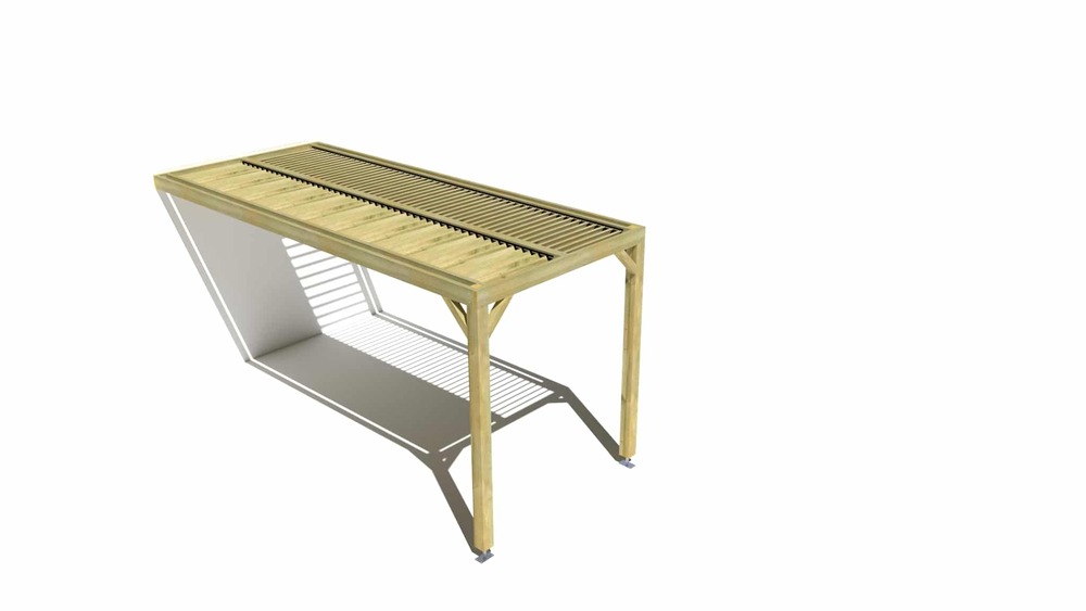 Pergola bois • 2m x 5m • adossée • sens profondeur • lames orientables bioclimatiques incluses • livraison comprise