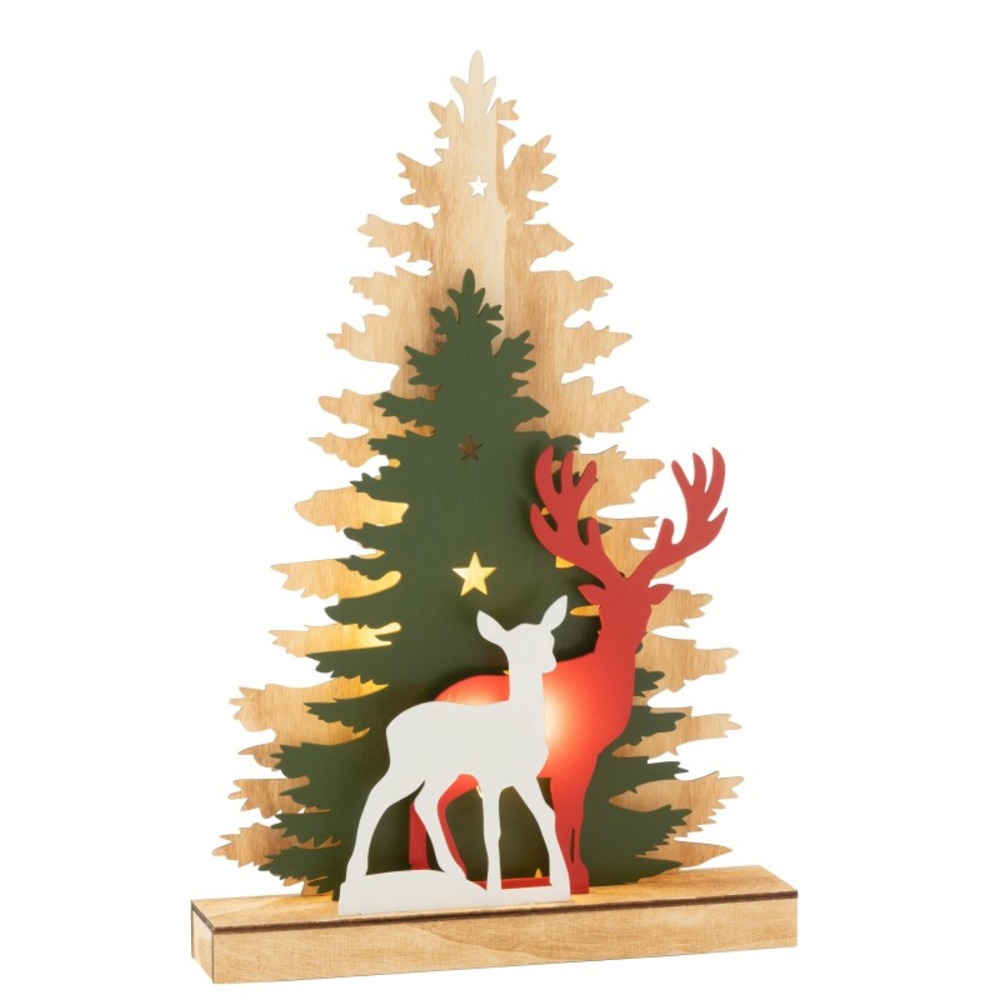 Sapin décoratif en bois multicouleur 29.5x6x44.5 cm h44.5